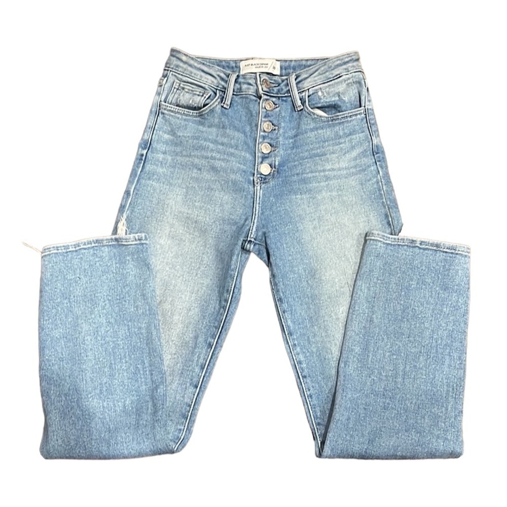Just Black Denim the frayed button straight jeans